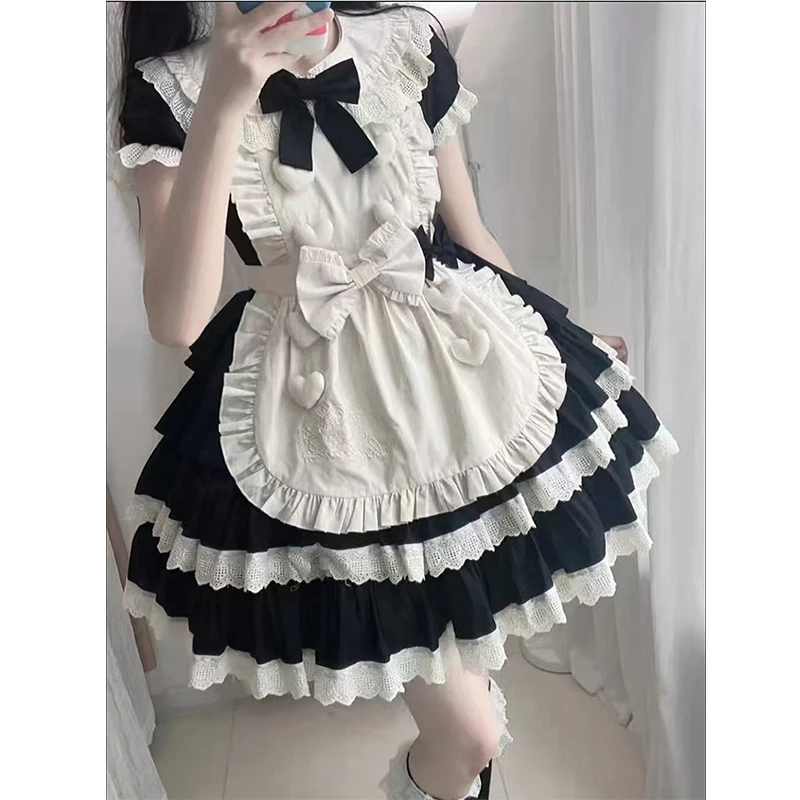 

Black Pink Lolita Maid Dress Sweet Spicy Cosplay Costume Kawaii Anime Girl Uniform Party Gown