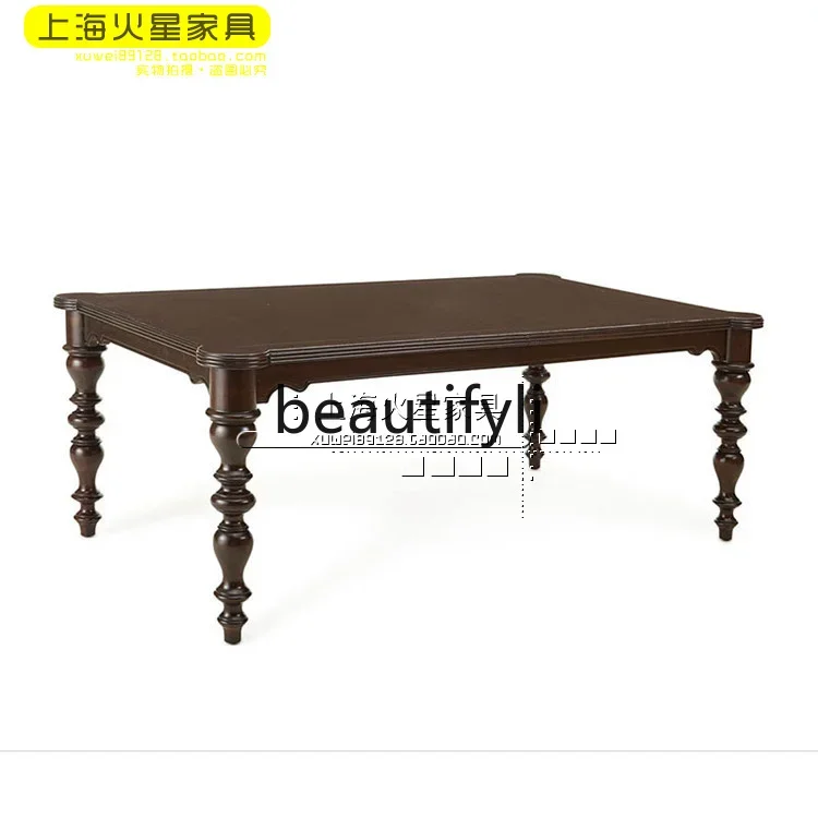 

A16 American rural retro rectangular dining table, European simple solid wood dining table and chair combination
