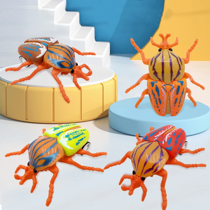 

Creative Funny Simulation Insect Flower Golden Turtle Beetle Pull Back Car Model Toy Children's Early Education Cognitive Toys