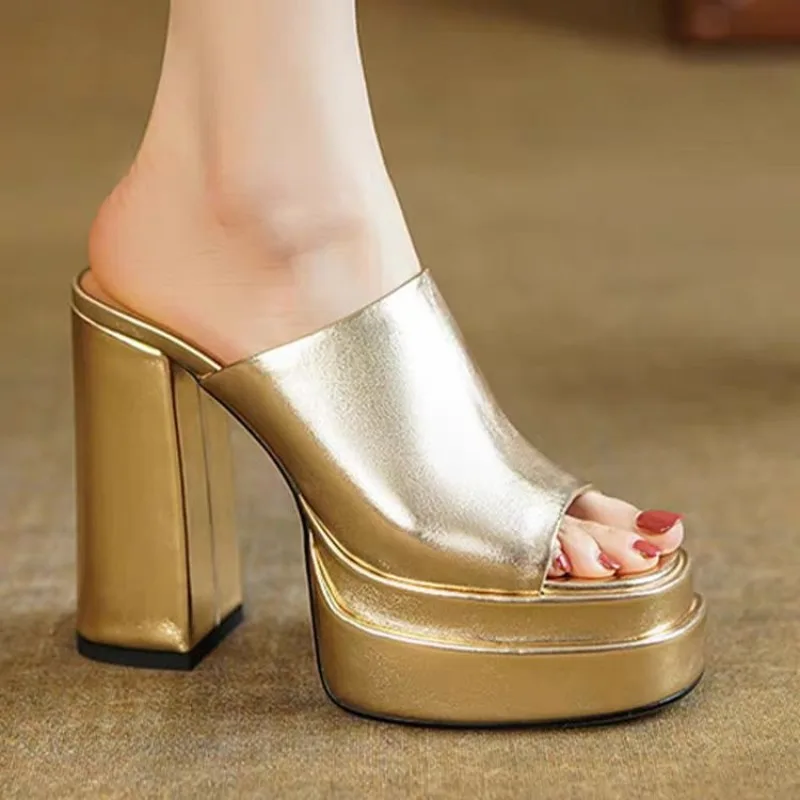 Elegant Temperament Super High Heel Women Sandals 2025Summer New Casual Leather Roma Sandals Gladiator Sandal Platform Sandalias