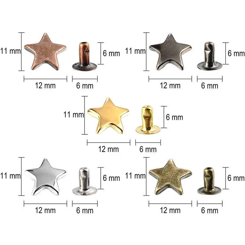 200Sets Gun Metal Star Rivets for Leather Star Rivet Studs Garment Rivets Leather Rivets Studs and Spikes for Leather Craft DIY