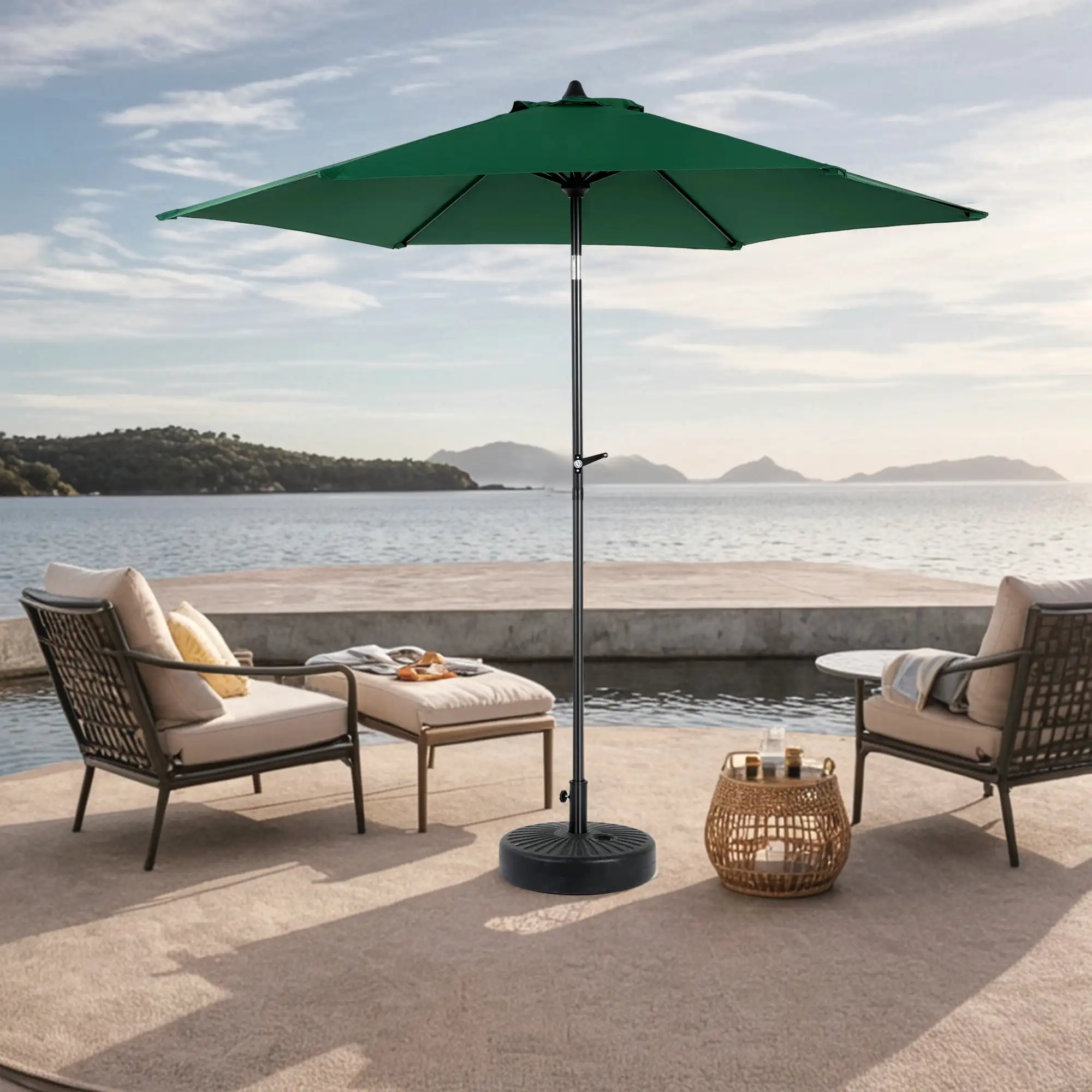 

9FT Outdoor Patio Umbrella,Outdoor Table Umbrella with 6 Sturdy Ribs, Push Button Tilt and Crank,Yard