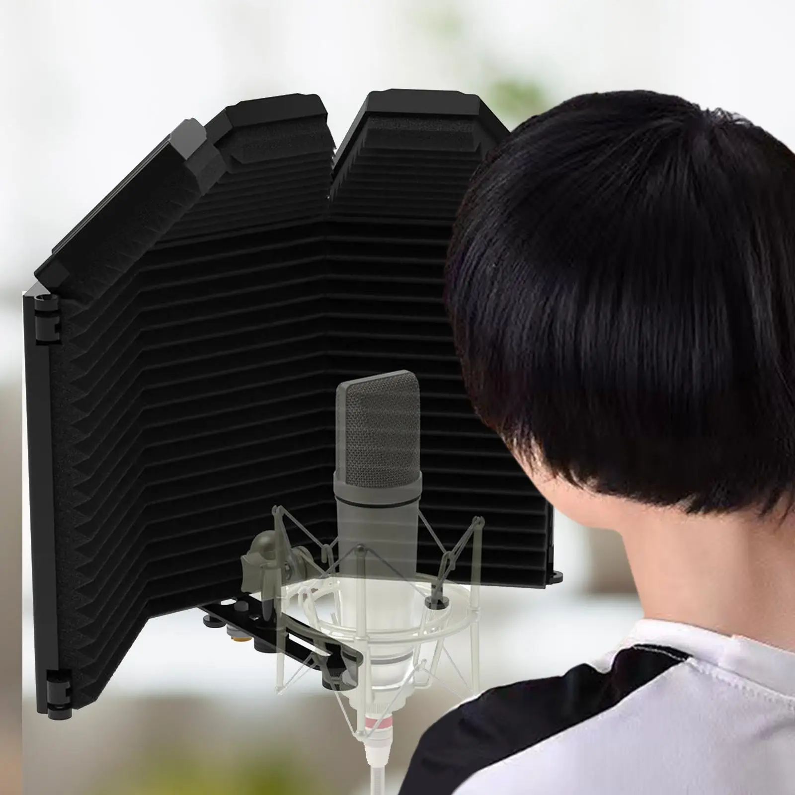 Studio Microphone Isolation Shield Portable 3 Panels for Recording Podcasts