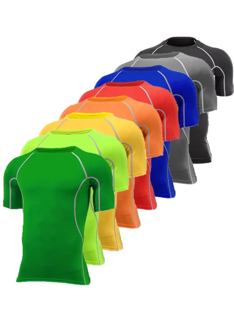 Men Compression Running Short Base T Shirt Male Fitness Sport Basketball Football Gym Camping Hiking Riding Bottom Tee Clothes 4
