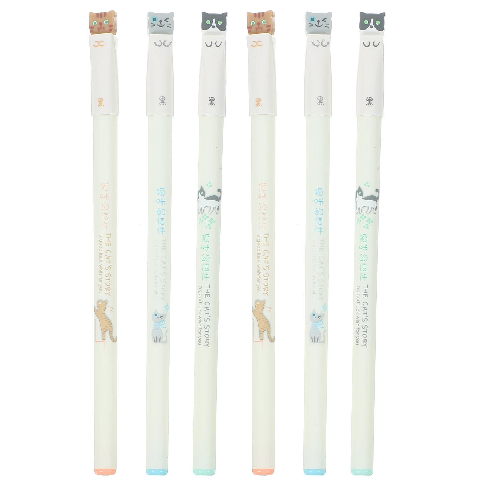 6 قطعة أقلام القط Kawaii هلام القلم الحبر الأسود لطيف القرطاسية لكتابة الطلاب مدرسة مكتب المنزل استخدام الكرتون تصميم السلس