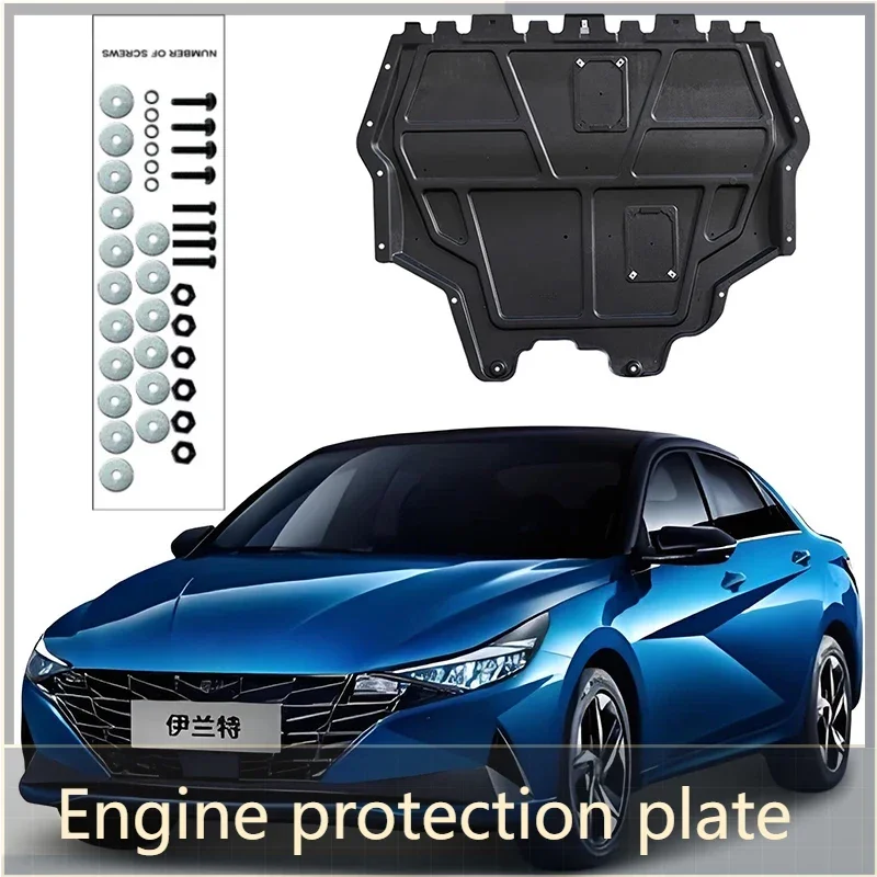 

Black Under Engine Guard Plate Splash Shield Mud Fender Cover For Hyundai Elantra 2021-2022 1.5L 1.4T Mudguard Protector Car