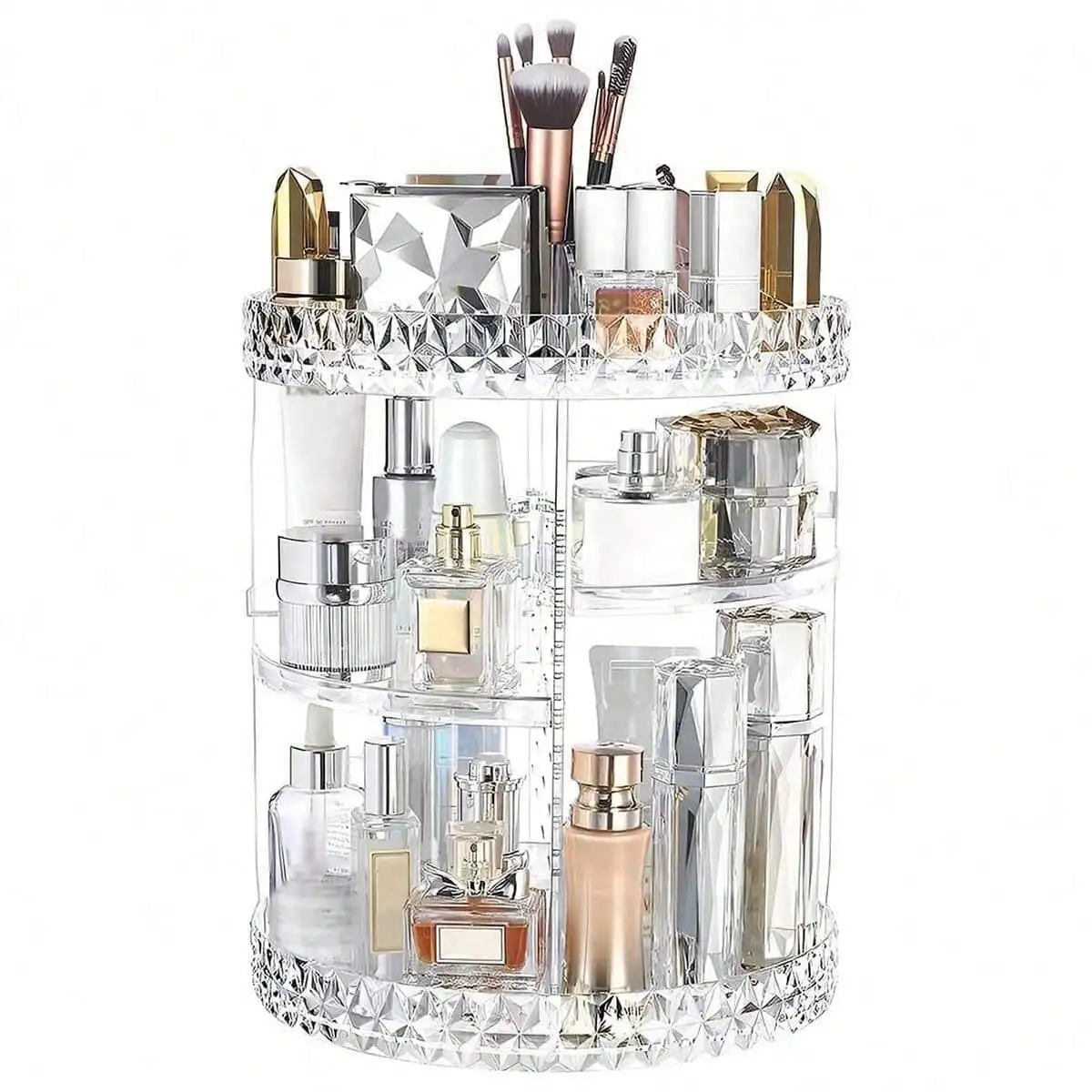 

Clear 360° Rotating Cosmetic Organizer - Adjustable Layer for Skincare & Dresser