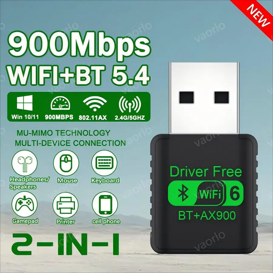

900Mbps USB WiFi 6 Bluetooth 5.4 Dual Band Wireless Dongle Wifi USB Adapter For PC Laptop WLAN Receiver For WIN 10/11 Free Drive