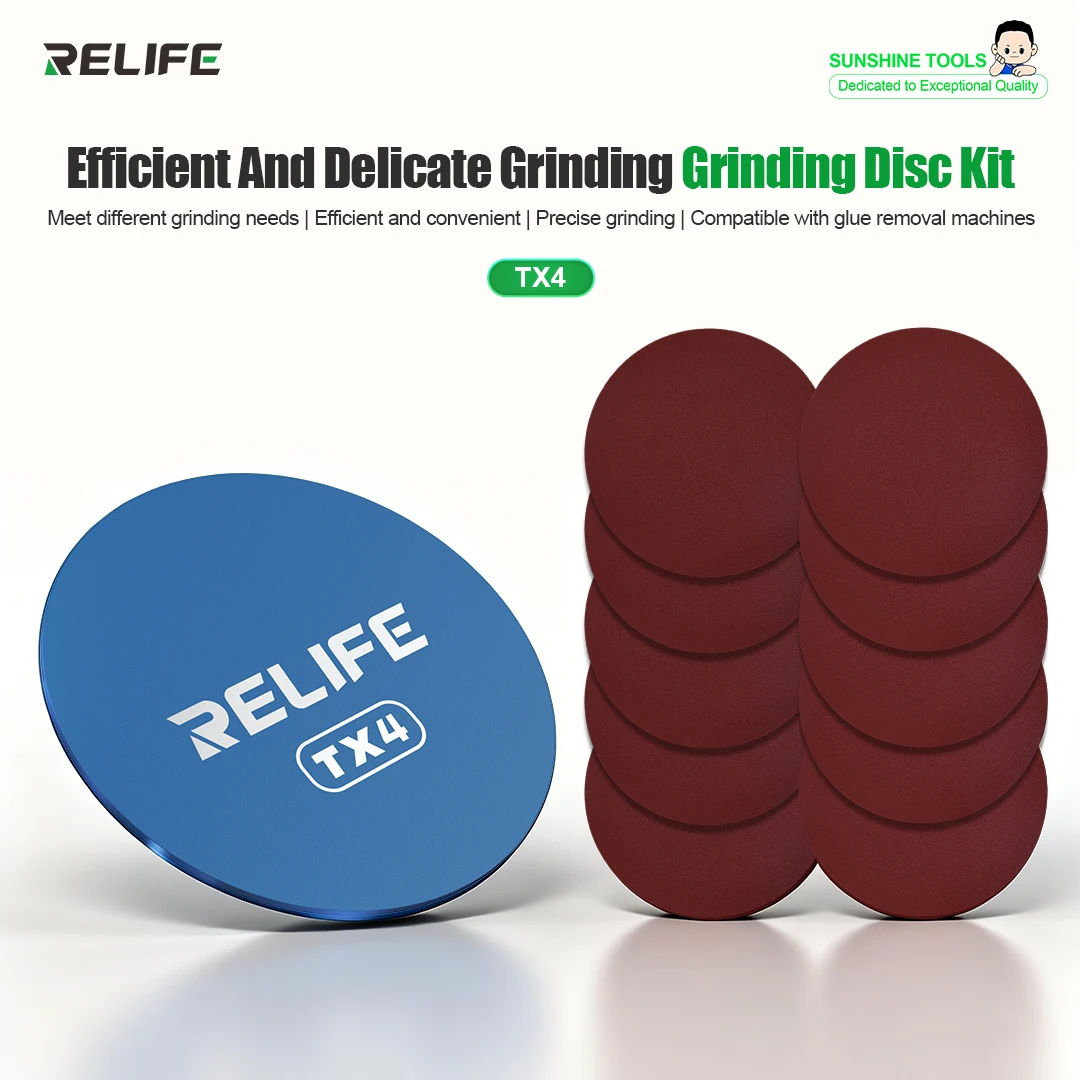 

RELIFE TX4 Grinding Disc Kit Compatible with Glue Removal Machines Precise Grinding for Mobile Phone Repair