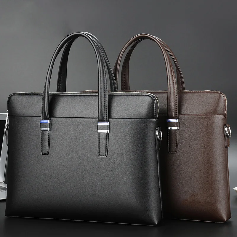 High Quality Men Briefcases Bag For 14 inch Laptop Business Travel Bags Handbags Leather Office Shoulder Bags For Man