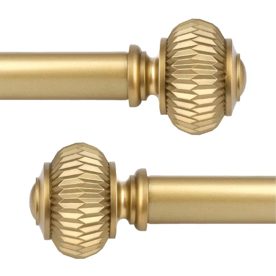 

2 Pack Empyrean Grace Golden Curtain Rod, 2242 in, Brass Single Rod with Ball Finials, 1 Single Rod Window Treatment Rods Draper