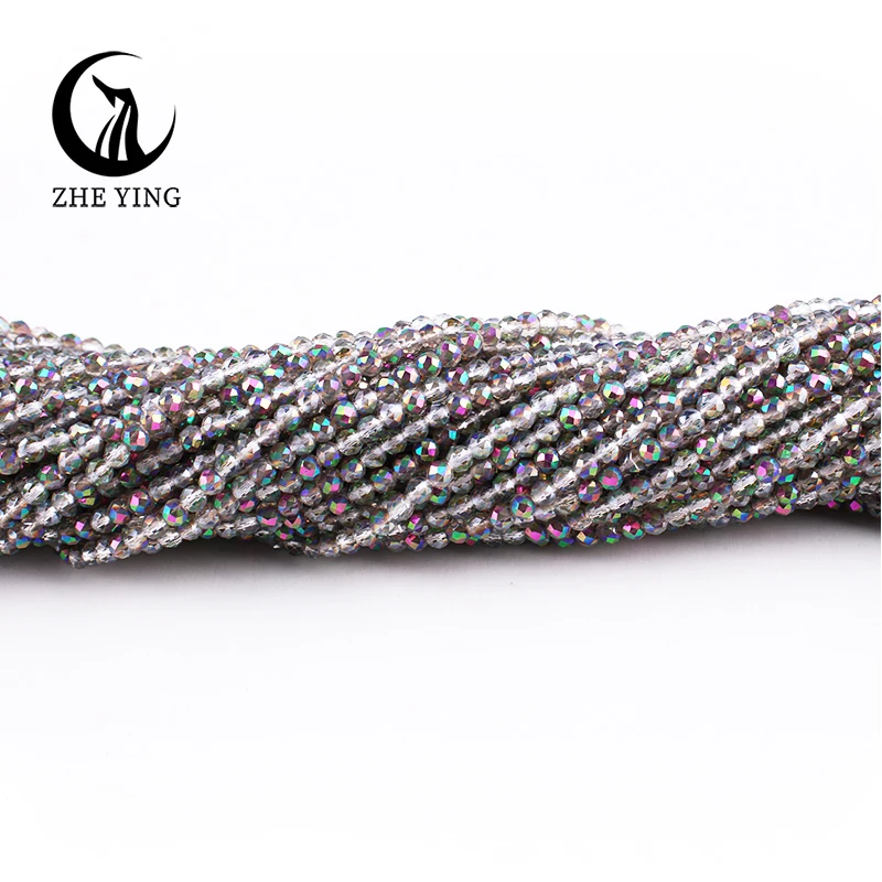 Zhe Ying New Faceted AB Plated Beads 2mm 3mm Small Loose Crystal Beads for Jewelry Making Bracelet DIY Accessory 5 Strands/lot