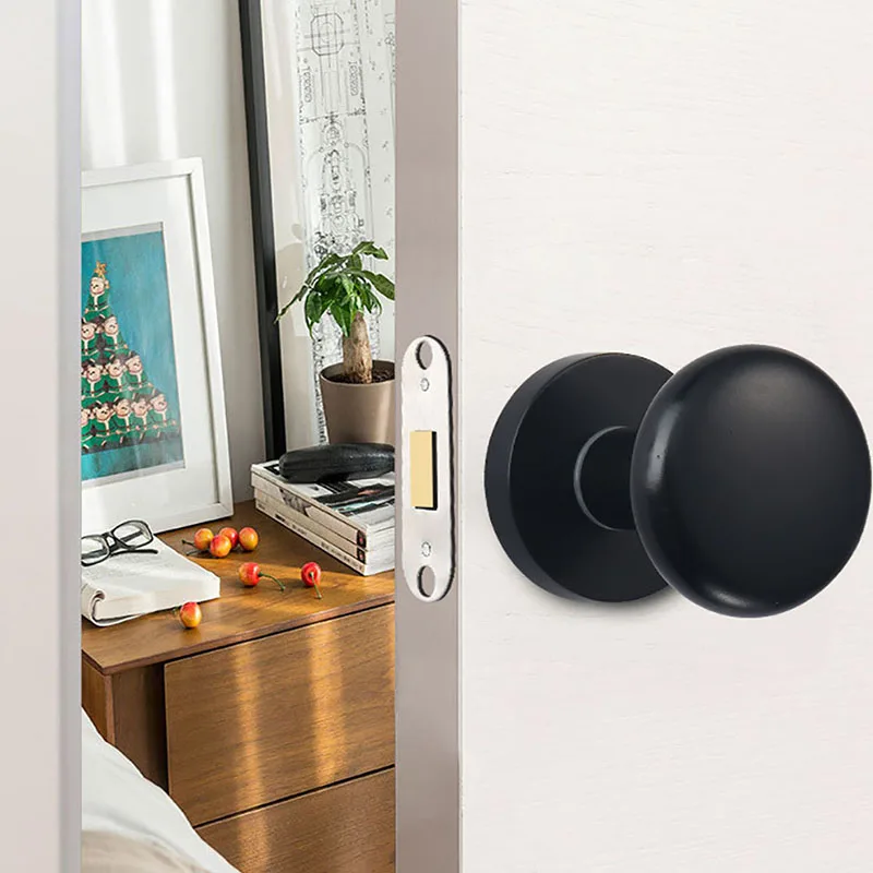 

Invisible Door Lock Silent Bedroom Background Wall Door Concealed Zinc Alloy Single Face Keyless Circular Handle Furniture