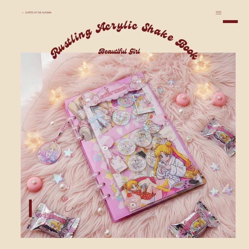 

Acrylic shaker book A5 A7 beautiful girl anime handbook diary sketch loose-leaf book student cute stationery friend kawaii gift