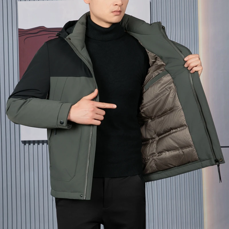 

Мужская утепленная куртка Dooja для активного отдыха, ветрозащитная, со съемным капюшоном, из нейлоновой ткани, с 90% белым утиным пухом, утолщенная, осенне-зимняя