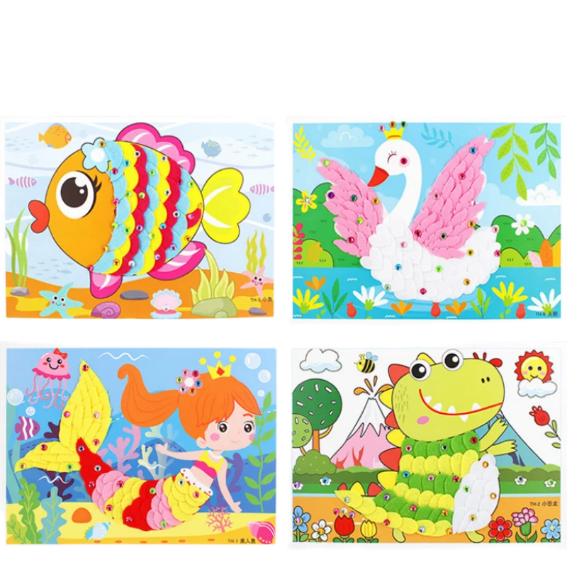 Artesanato 3D Pintura de animais para crianças, Brinquedo de arte infantil, Artesanato para meninas, treinamento prático, artesanato, afago