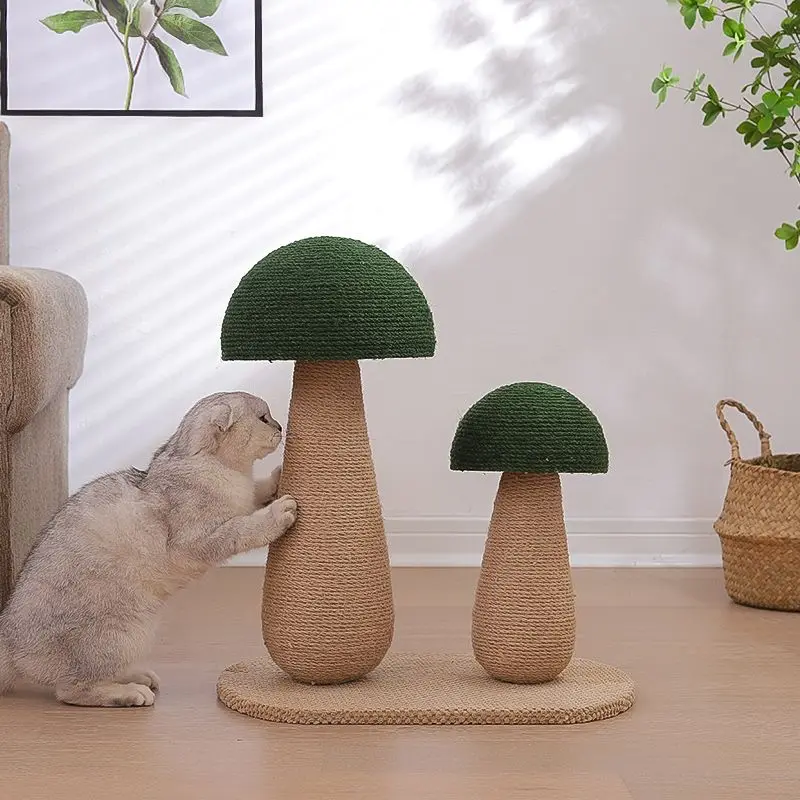 

Cat Scratching Post Wooden Mushroom Sisal Scratcher Kitten Cute Kitten Scratching Post Vertical Cat Tree Claw Scratcher for Cat