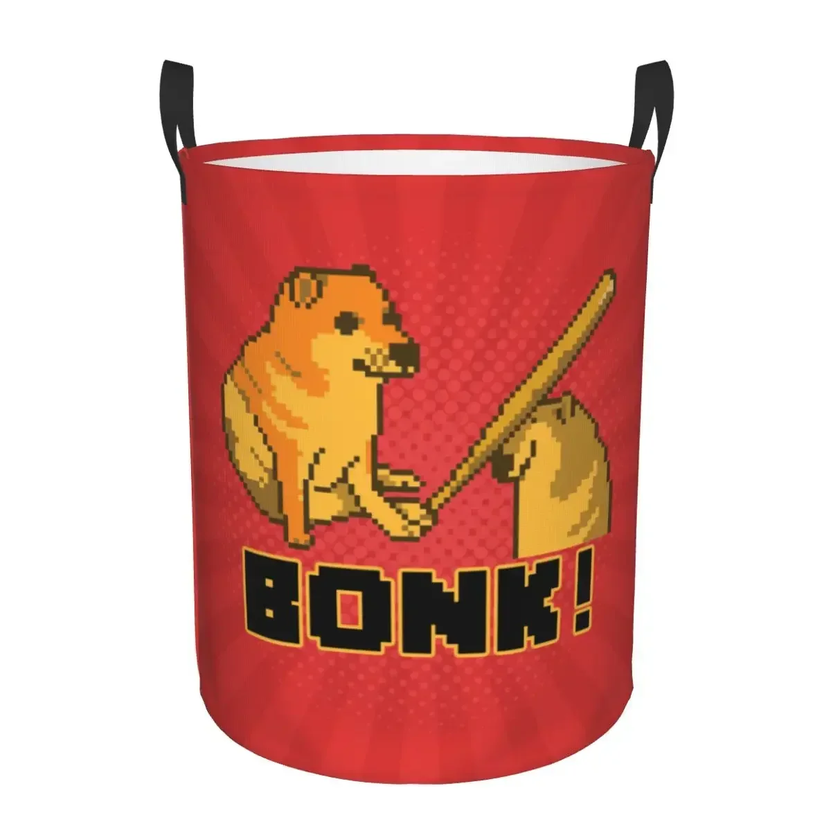 Cheems Bonk Meme Pixel Art Laundry Hamper Large Clothes Storage Basket Shiba Inu Dog Toys Bin Organizer for Nursery