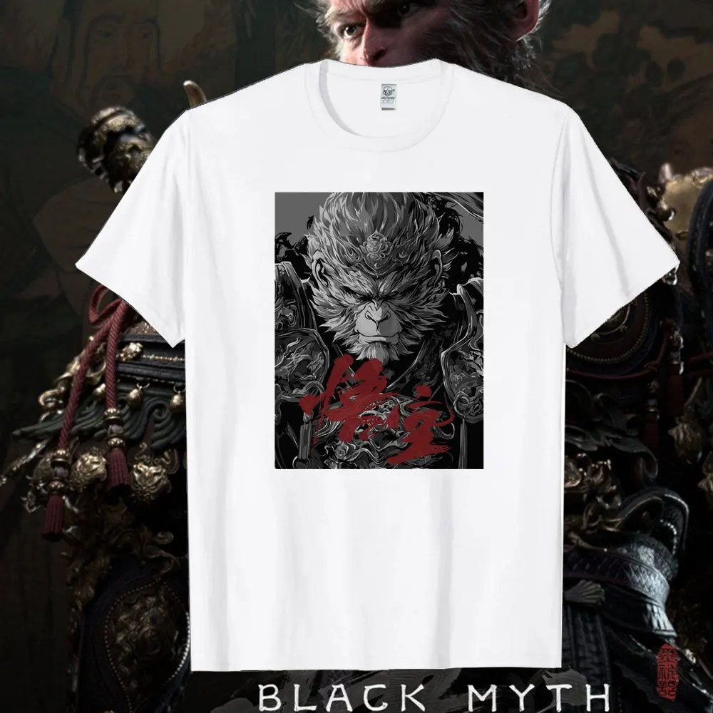 Black Myth Wukong Art Men Essential High Quality T-Shirt 6 Eared Macaque Game Unisex Chinese Mythology Summer Short-sleev Tops