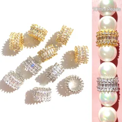 10pcs Rectangle Zirconia Pave Big Hole Wheel Spacers Beads for Women Bracelet Necklaces Earring Waist Jewelry Making Accessories