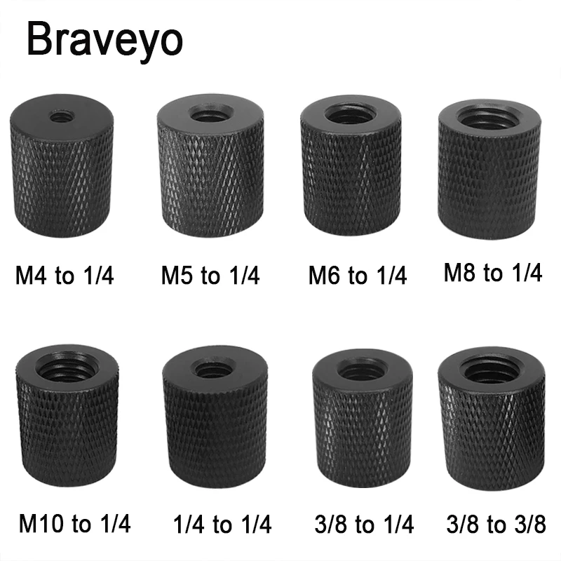 1/4 to M4 M5 M6 M8 M10 Conversion Screw Double Nut Adapter Screw Tripod Monpod Mount Accessory For Dslr Live Flash Bracket