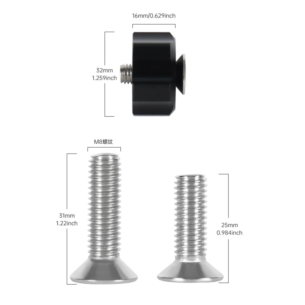 SS316 Stainless Steel Diving Backplate Bolt Nut Set Reverse Mount Flush Fit M8 Thread For Scuba Gear Buoyancy Compensator Parts