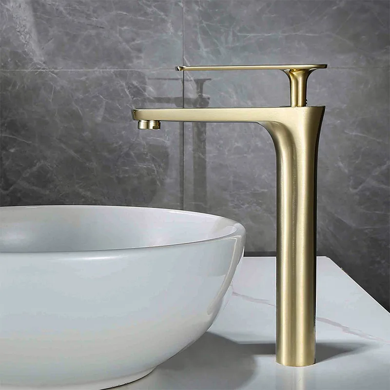 

Brushed Gold Bathroom Faucet Hot & Cold Black Bathroom Basin Faucet Mixer Lavotory Faucet Bathroom Vessel Sink Mixer Taps Brass