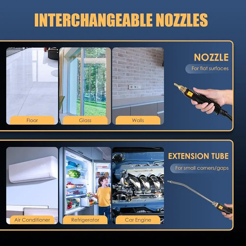 Pulitore a vapore portatile da 2500 W Vaporizzatore portatile ad alta pressione con spazzole Pulitore elettrico compatto per pulizia auto con malta per piastrelle