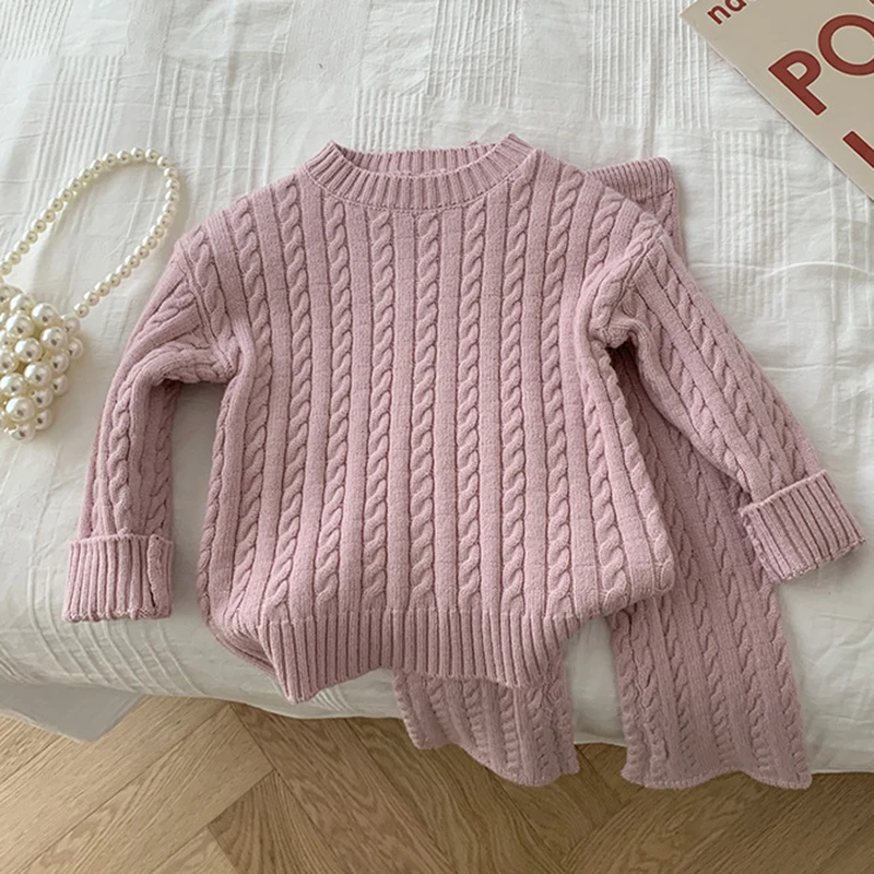 Clothes Sets Knitted Cotton Autumn Newborn Boy Girl Infant Clothing Tops And Pants Knitted Sweater Baby Pajamas Sets 0 To 4Years