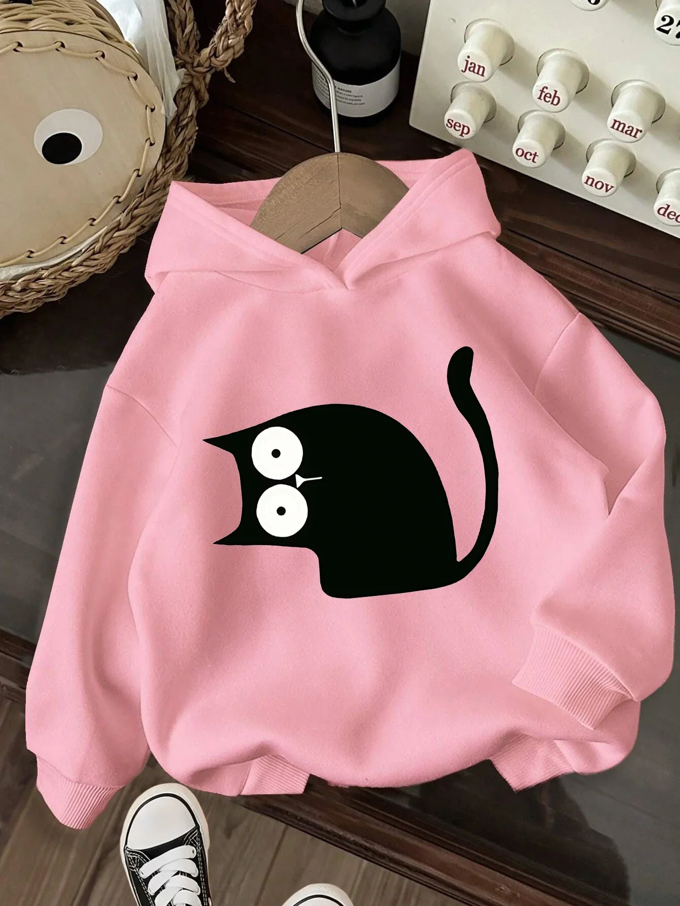 Funny Black Cat Graphic Hoodies for Teen Girls Grey Printed Sweatshirt Kawaii Cat Lover Birthday Present School Hooded Tops
