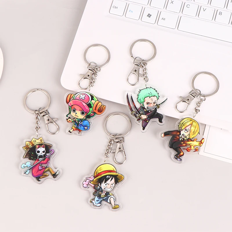 1Pc Anime One Piece Figure Luffy Zoro Nami Acrylic Keychain Bag Pendant Robin Chopper Usopp Cartoon Keyring Toy Birthday Gift