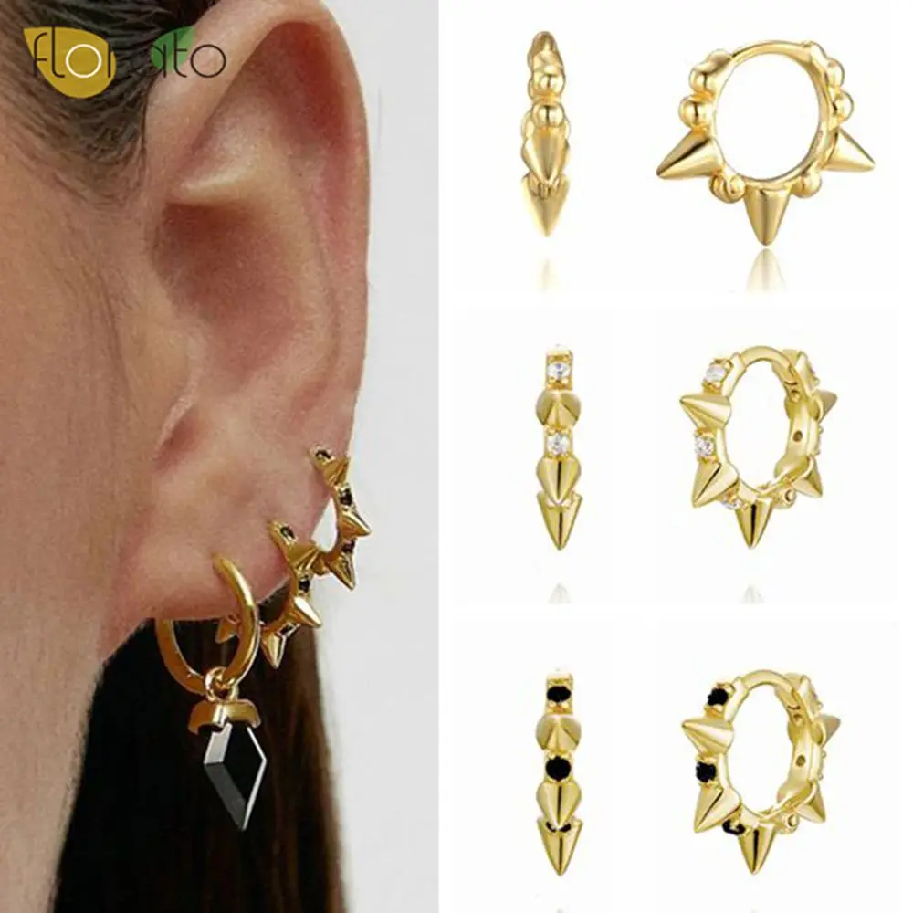 925 Sterling Silver Ear Needle  Fashion Luxury Earrings Gold Rivets Exquisite White Zircon Temperament Earrings for Women Party