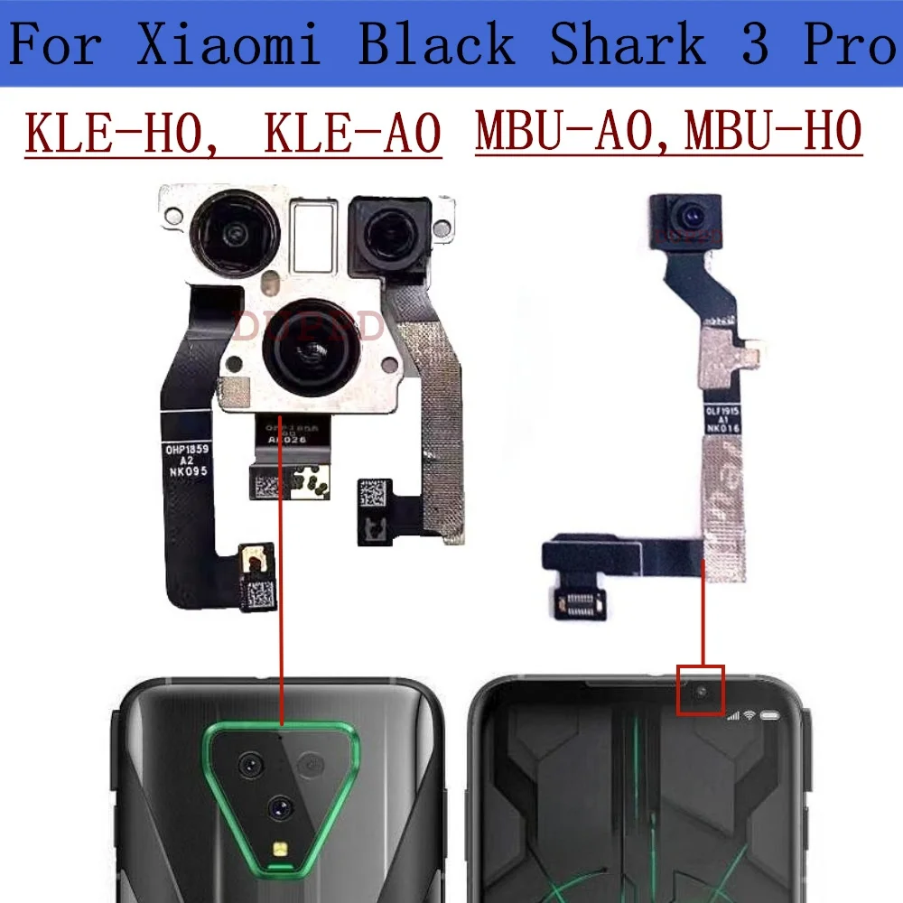 Front Rear Camera For Xiaomi Black Shark 3 Pro 3Pro 3S KLE-A0 MBU-H0 Wide Macro Back Main Camera Module Flex Cable