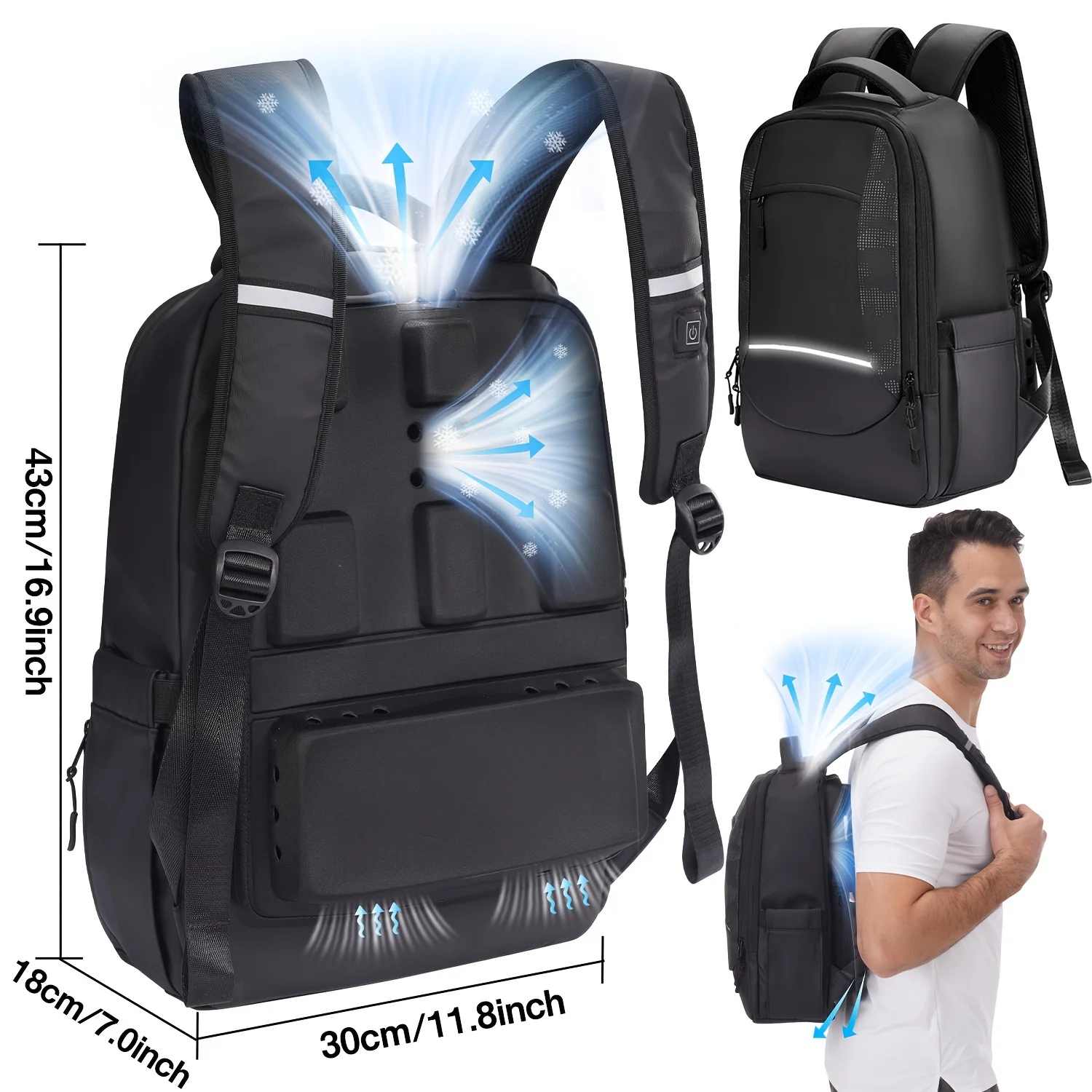 FANDAO Hiking Backpack with Cooling Fan - 25L Lightweight Daypack for Men Women, Heat Relief Backpack for Outdoor Travel Camping