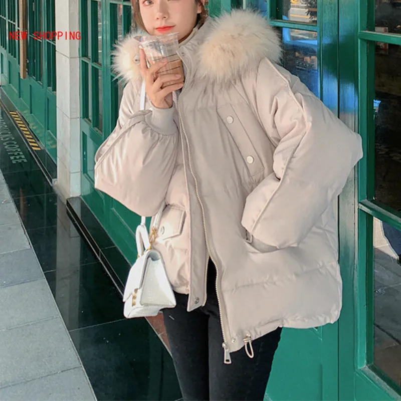 Plus Size Winter Cotton Parkas Jacket Women Faux Fur Collar Cotton-padded Coats Female Black Warm Thick Outwear Long Overcoats