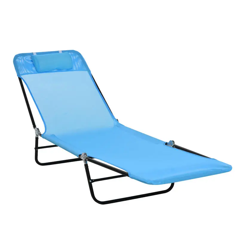 

Folding Chaise Lounge Chair, Pool Sun Tanning Chair, Outdoor Lounge Chair with Reclining Back, Breathable Mesh Seat, Headrest