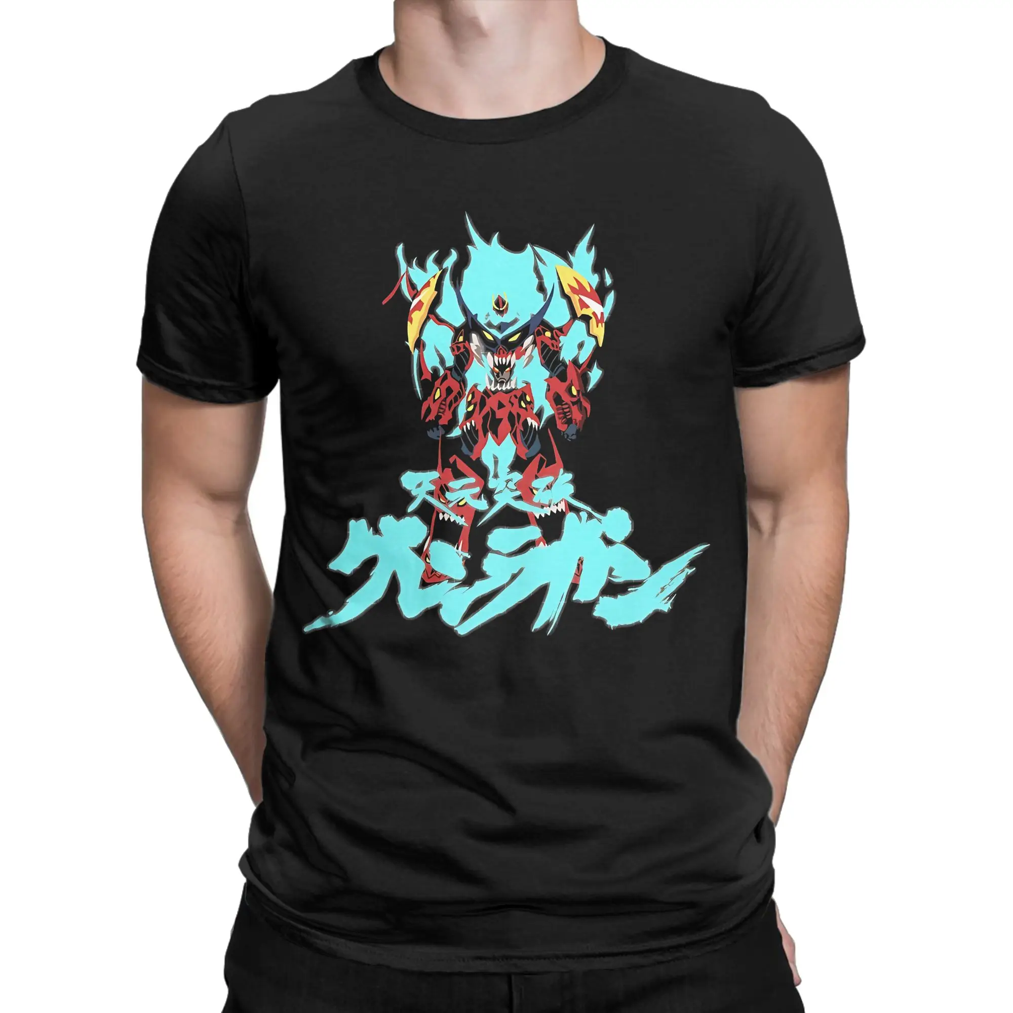 Tengen Toppa T Shirts Men 100% Cotton Novelty T-Shirt O Neck Gurren Lagann Tee Shirt Short Sleeve Clothes Big Size