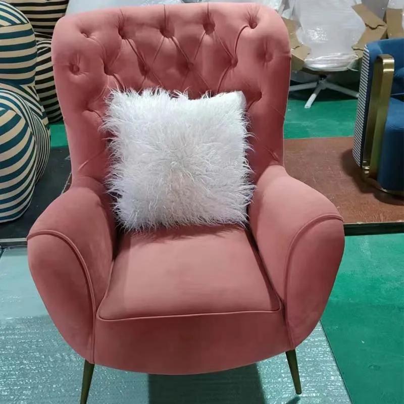 Light luxury tiger chair American fabric sofa single chair living room Internet celebrity princess high back view 3