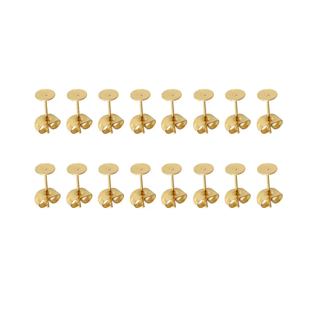 25Pair Stainless Steel Earring Plugs Corrosion Resistant Earrings Accessories Flat Pad Back Stopper for Craft Jewelry Making