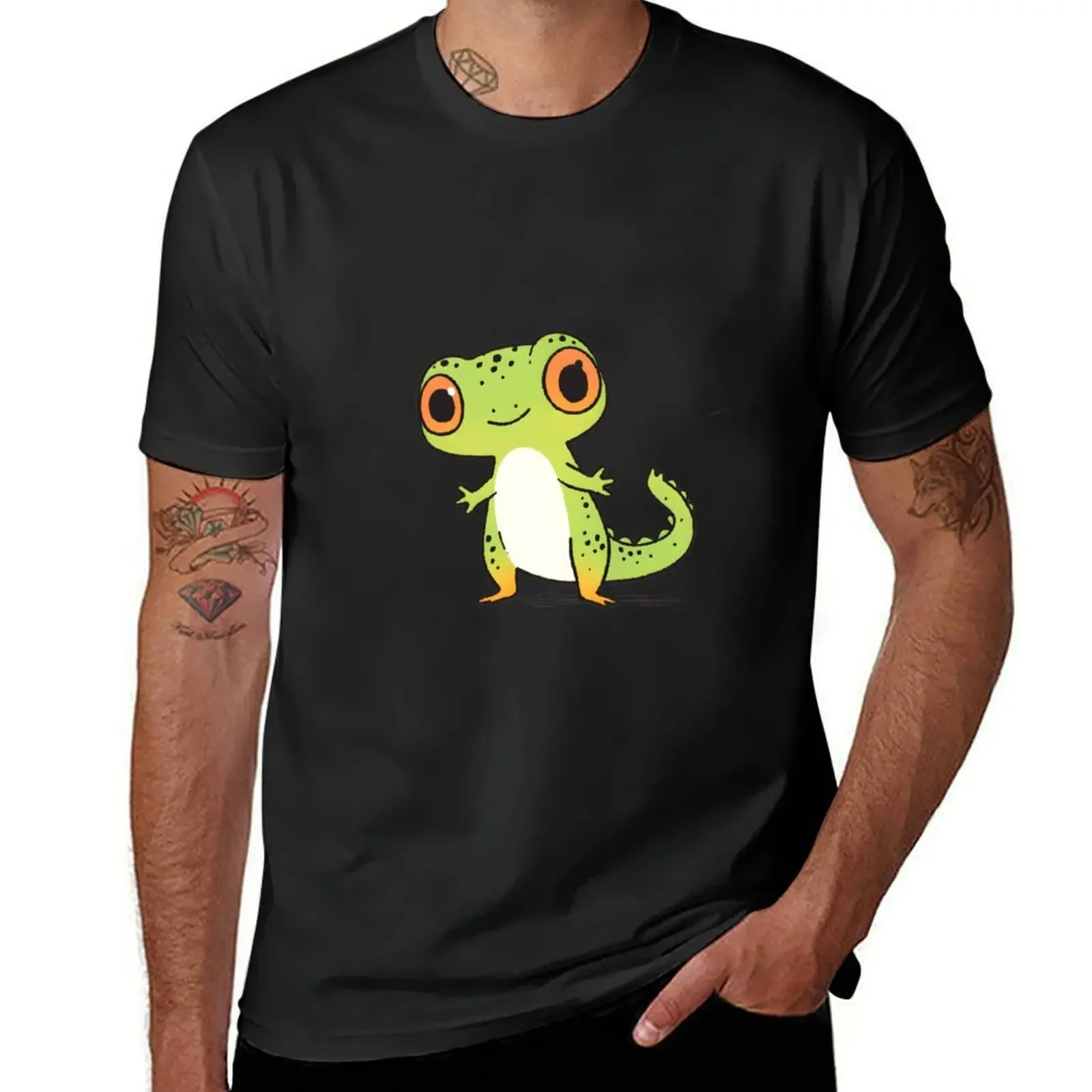 

Cheerful Green Gecko T-Shirt vintage anime shirt oversized t shirt plain black t shirts men