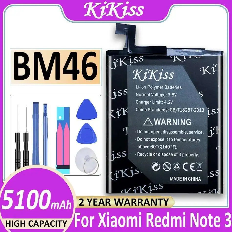 

For Xiaomi Redmi Note 3 Note3 Reliable Power Supply 5100Mah Mobile Phone Battery BM46