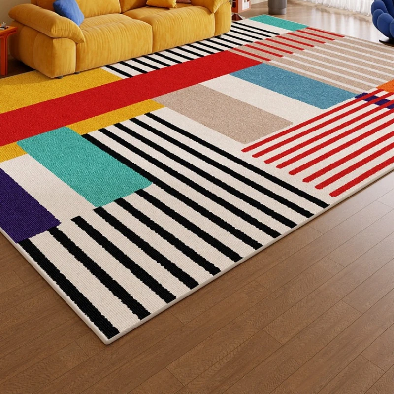Living Room Carpet Stain-Resistant Wear-Resistant Floor Mat Plaid Patterned Rug Bedroom Carpets Large Size Home Decoration Rugs