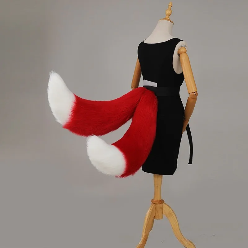 

Handmade Fursuit Cosplay Double Tails Animal Kawaii Furry Fox Wolf Dog Fluffy Tail Halloween Party Roleplay Accessories