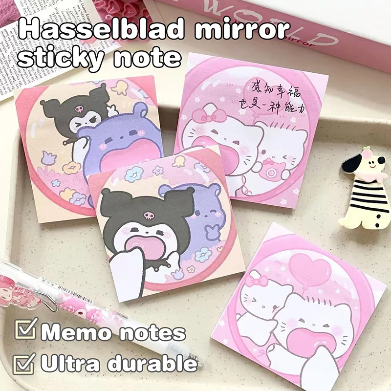 5PCS Sanrio Hello Kitty Cinnamoroll Kuromi Small Student Notes Sticker Book Sticky Notepad Office School Supplies Notebook