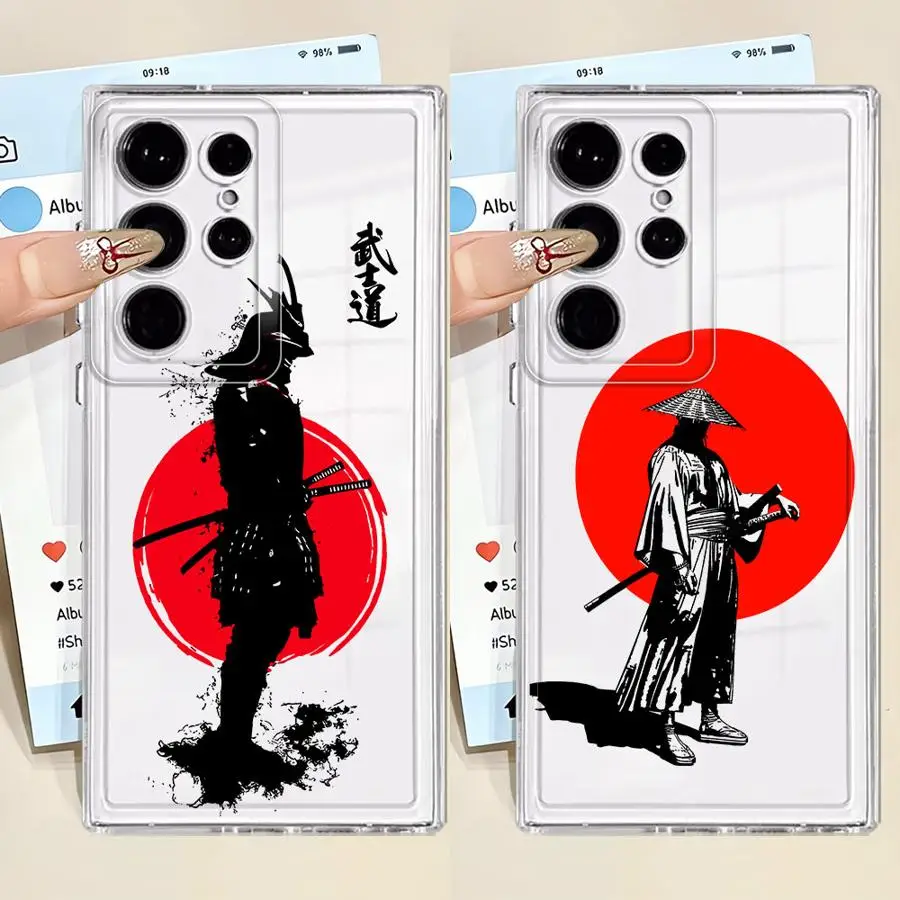 Japanese Samurai Martial Arts Case for Samsung Galaxy S25 Ultra Note 10 20 Ultra S20 S10 Plus S23 S22 S21 S24 FE Clear Cover