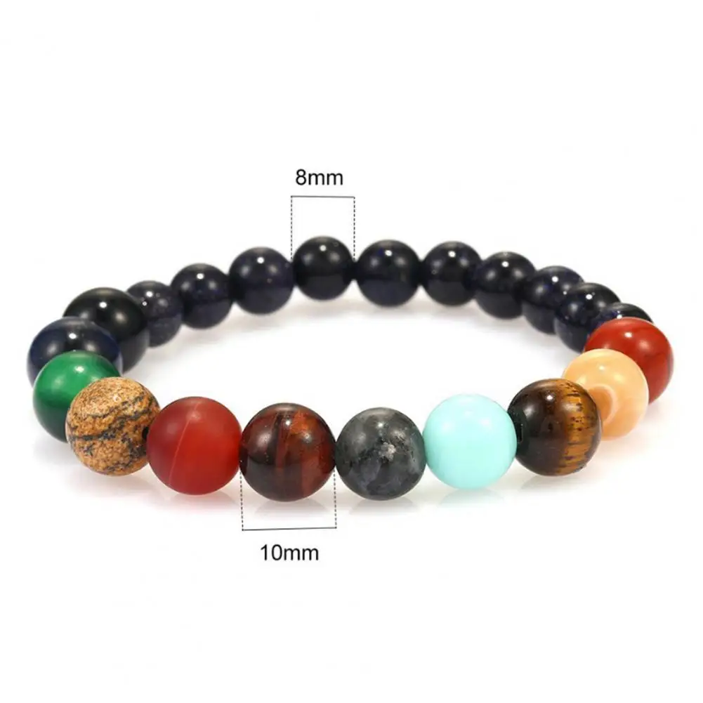 Planetary Bracelet Planet Bracelet Set Ethnic Style Solar System Beads Galactic Eight Planets Elastic Band Yoga Chakra Jewelry