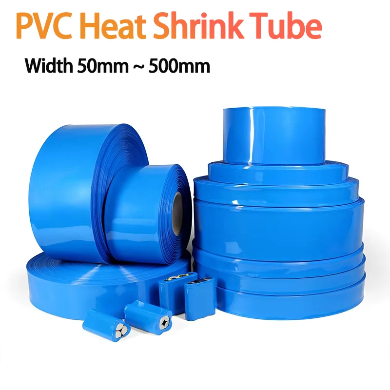 1/5m PVC Heat Shrink Tube Width 50mm ~ 500mm Blue 18650 Lipo Battery Pack Insulated Cable Sleeve Protection Battery Film Wrap