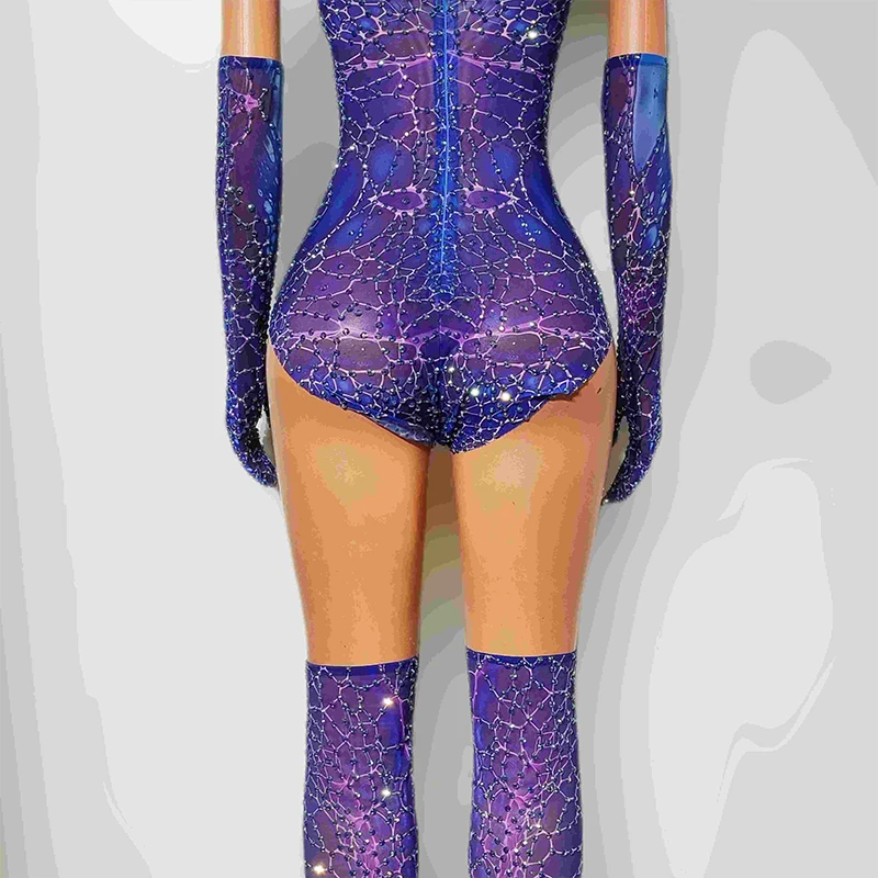 Fioletowe body bez rękawów damskie strój tancerki gogo odzież klubowa barowa kostium sceniczny DS na festiwal imprezę pokaz rave wear yj032