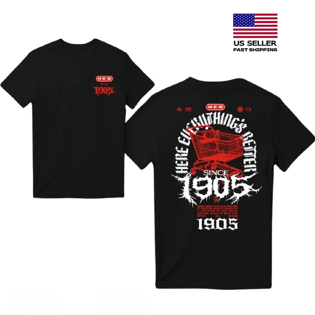 HEB Metal Austin Texas X Connor Dwyer  T-shirt, Daily Outdoor Retro Men's and Women's T-shirt, Fan Commemorative Printed T-shirt