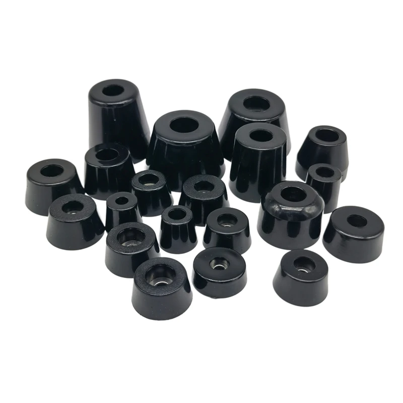 40pcs Cone Rubber Full Feet Furniture Legs Black Foot Pad Tips Table Box Speaker Shock Stand Absorber Non-slip With Washer